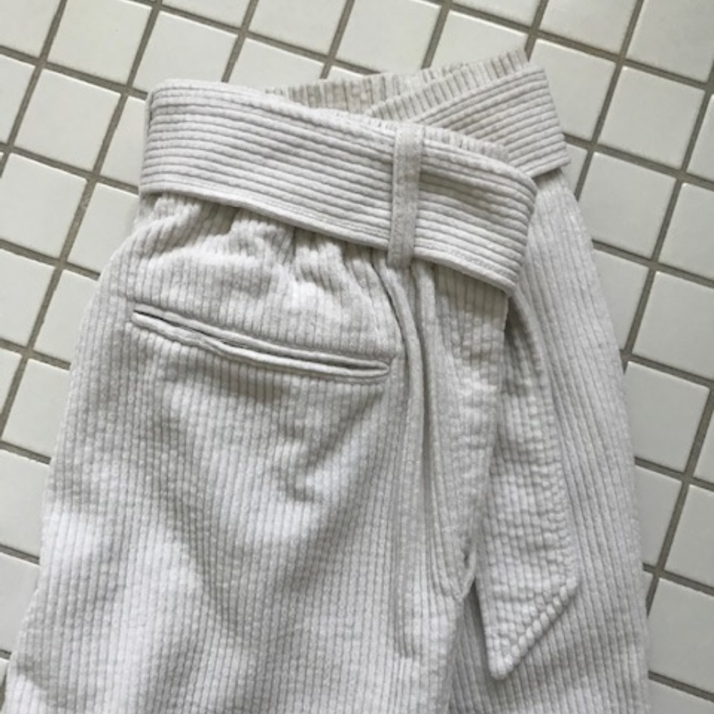 Steven Alan High-Waisted Corduroy Pant in Natural